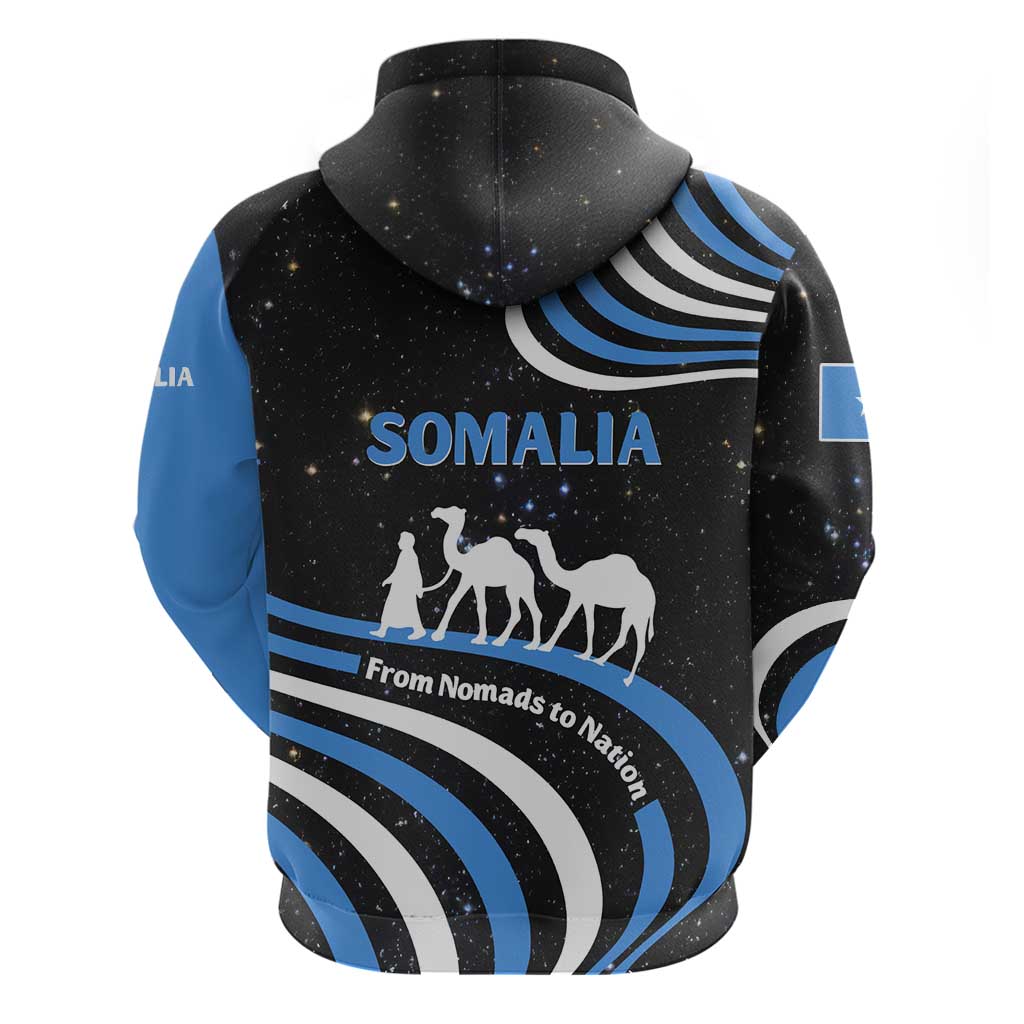 Somalia Zip Hoodie with From Nomads to Nation Camel Galaxy Flag Spirit