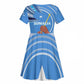 Somalia Kid Short Sleeve Dress with Raised Fist Flag Blue Unity Wave Spirit
