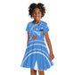 Somalia Kid Short Sleeve Dress with Raised Fist Flag Blue Unity Wave Spirit