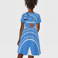 Somalia Kid Short Sleeve Dress with Raised Fist Flag Blue Unity Wave Spirit