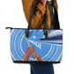 Somalia Leather Tote Bag with Raised Fist Flag Blue Unity Wave Spirit