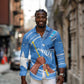 Somalia Long Sleeve Button Shirt with Raised Fist Flag Blue Unity Wave Spirit