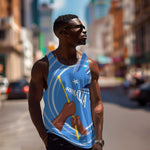 Somalia Men Tank Top with Raised Fist Flag Blue Unity Wave Spirit