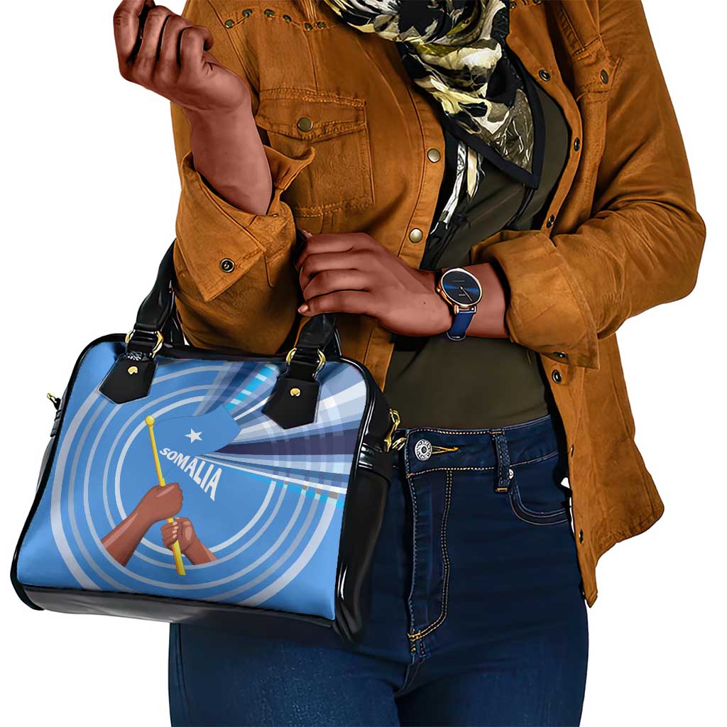 Somalia Shoulder Handbag with Raised Fist Flag Blue Unity Wave Spirit