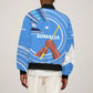 Somalia Sleeve Zip Bomber Jacket with Raised Fist Flag Blue Unity Wave Spirit