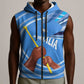 Somalia Sleeveless Zip Hoodie with Raised Fist Flag Blue Unity Wave Spirit - African Pride