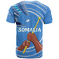 Somalia T shirt with Raised Fist Flag Blue Unity Wave Spirit