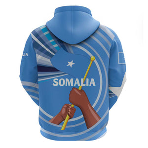 Somalia Zip Hoodie with Raised Fist Flag Blue Unity Wave Spirit