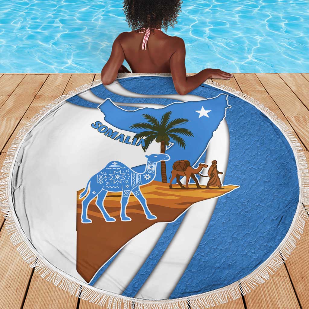 Somalia Beach Blanket with Camel Desert Map Palm Tree Heritage Spirit