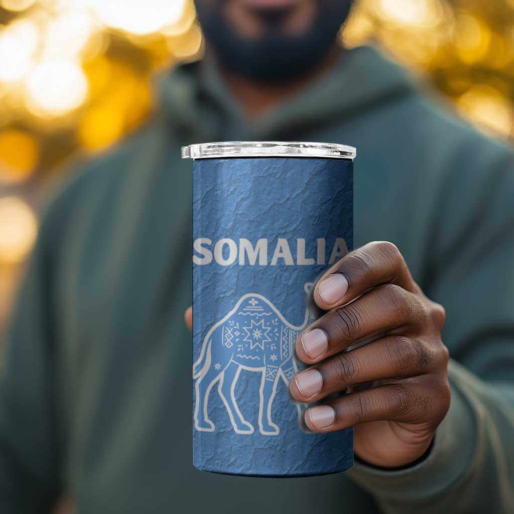 Somalia 4 in 1 Can Cooler Tumbler with Camel Desert Map Palm Tree Heritage Spirit