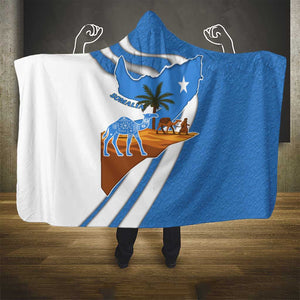 Somalia Hooded Blanket with Camel Desert Map Palm Tree Heritage Spirit