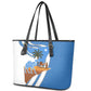 Somalia Leather Tote Bag with Camel Desert Map Palm Tree Heritage Spirit