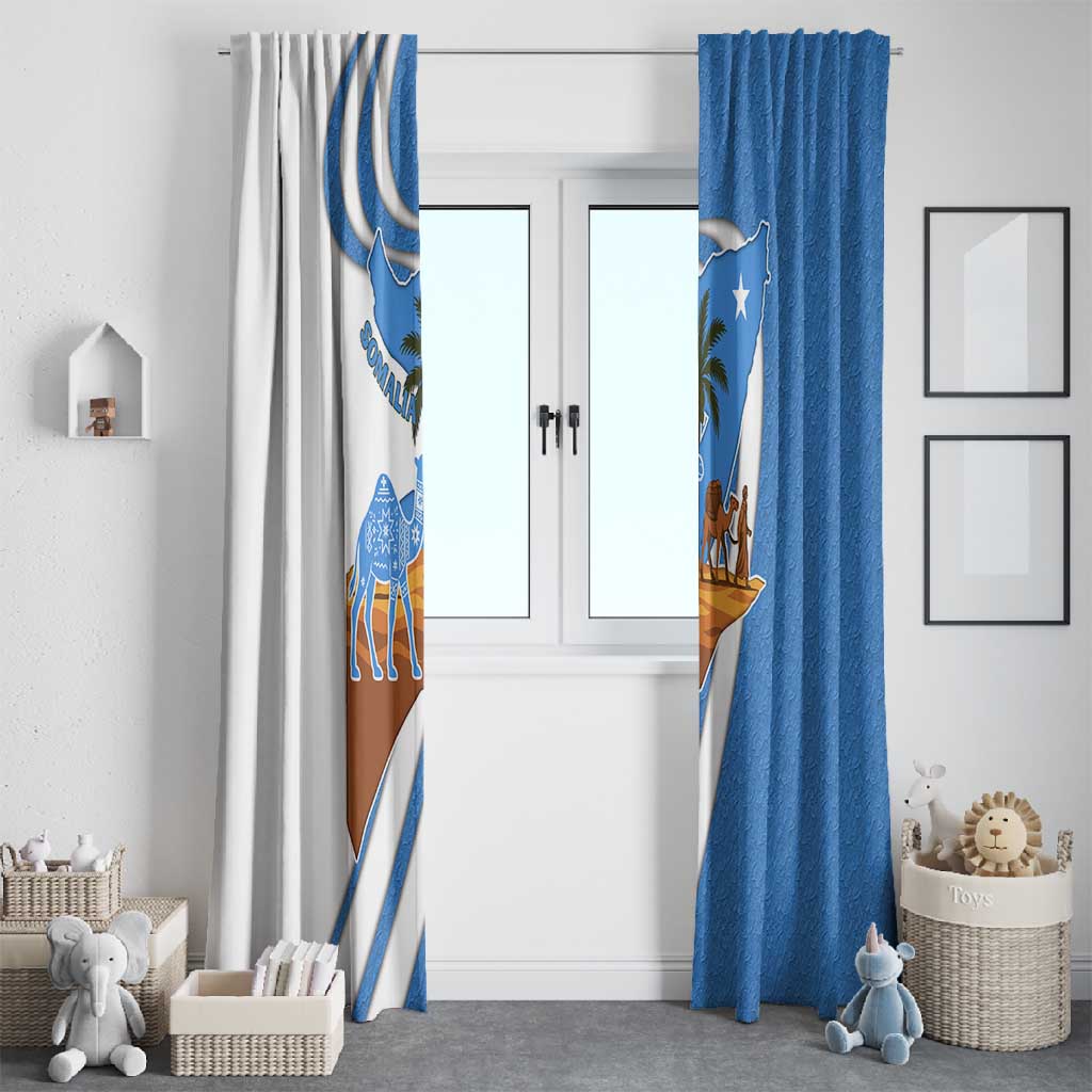 Somalia Window Curtain with Camel Desert Map Palm Tree Heritage Spirit