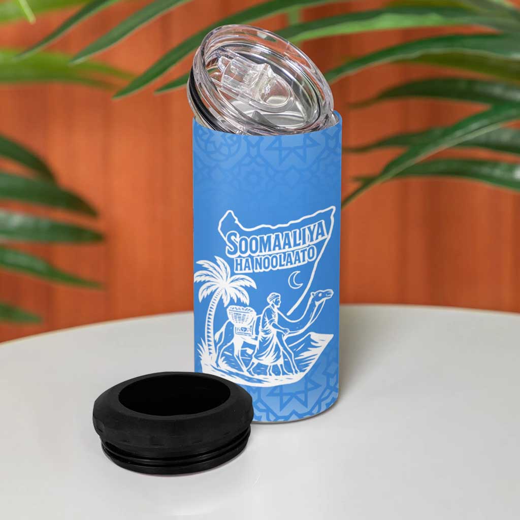 Somalia 4 in 1 Can Cooler Tumbler with Soomaaliya Ha Noolaato Nomad Moon Flag Spirit