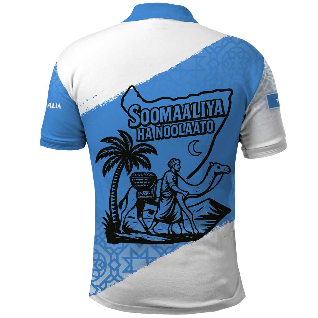 Somalia Polo Shirt with Soomaaliya Ha Noolaato Nomad Moon Flag Spirit