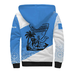Somalia Sherpa Hoodie with Soomaaliya Ha Noolaato Nomad Moon Flag Spirit