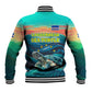 Cape Verde Baseball Jacket with Loggerhead Sea Turtle Ocean Sunset Spirit