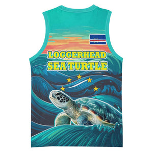 Cape Verde Basketball Jersey with Loggerhead Sea Turtle Ocean Sunset Spirit TS04