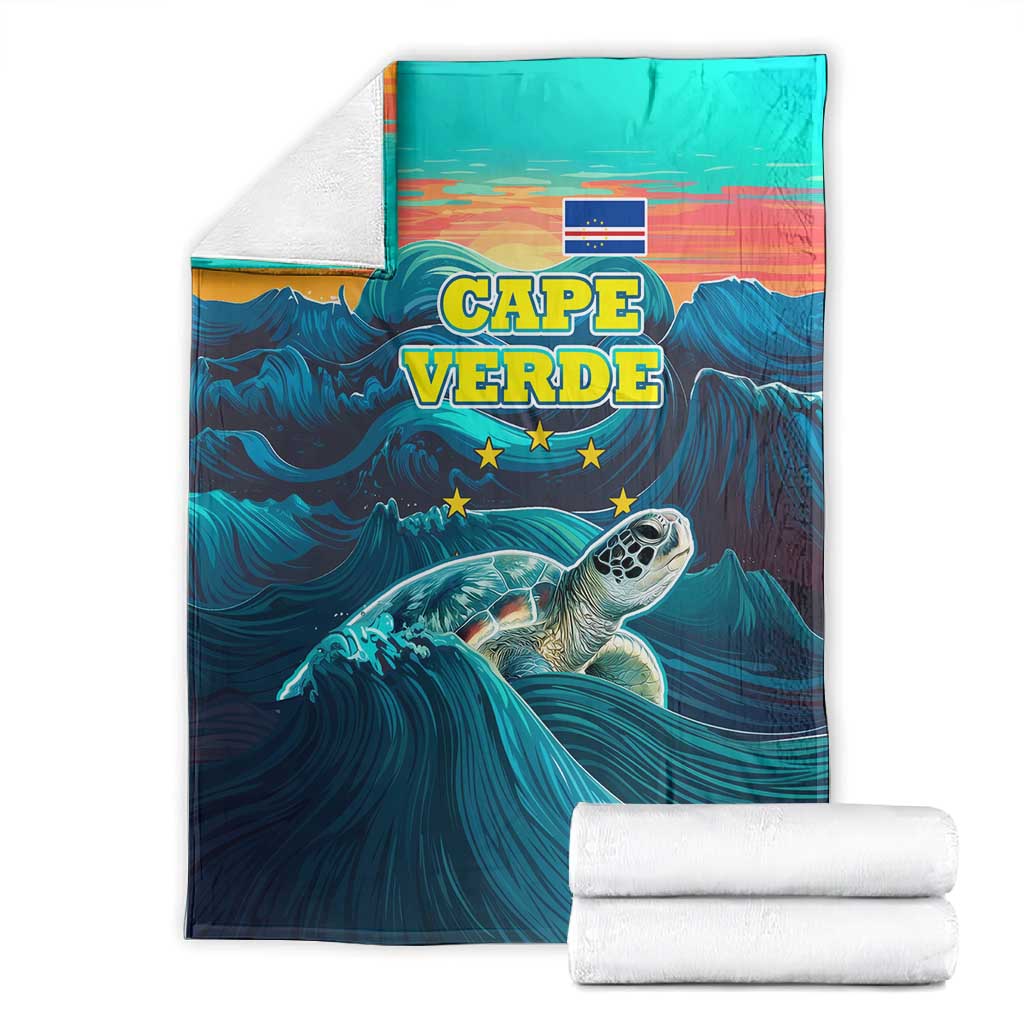 Cape Verde Blanket with Loggerhead Sea Turtle Ocean Sunset Spirit