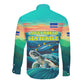 Cape Verde Long Sleeve Button Shirt with Loggerhead Sea Turtle Ocean Sunset Spirit