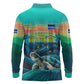 Cape Verde Long Sleeve Polo Shirt with Loggerhead Sea Turtle Ocean Sunset Spirit