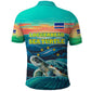 Cape Verde Polo Shirt with Loggerhead Sea Turtle Ocean Sunset Spirit