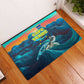 Cape Verde Rubber Doormat with Loggerhead Sea Turtle Ocean Sunset Spirit