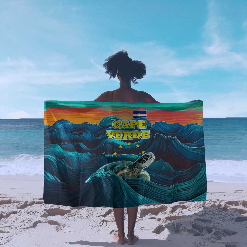 Cape Verde Sarong with Loggerhead Sea Turtle Ocean Sunset Spirit