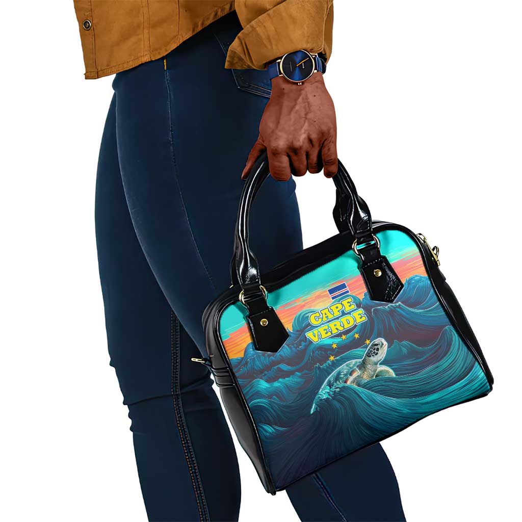 Cape Verde Shoulder Handbag with Loggerhead Sea Turtle Ocean Sunset Spirit