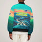Cape Verde Sleeve Zip Bomber Jacket with Loggerhead Sea Turtle Ocean Sunset Spirit