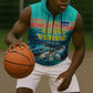 Cape Verde Sleeveless Zip Hoodie with Loggerhead Sea Turtle Ocean Sunset Spirit - African Pride