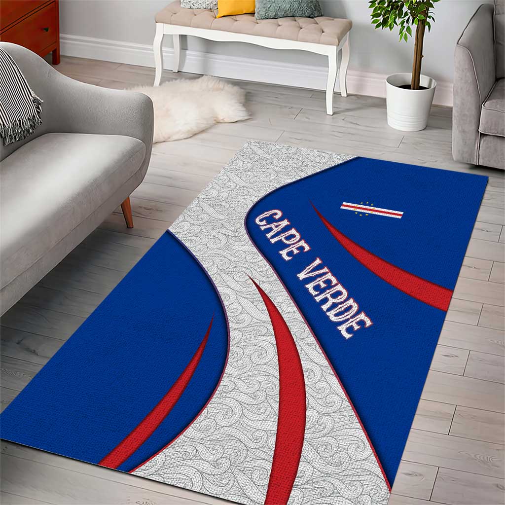 Cape Verde Area Rug with Blue Red Flag Nós Kretxeu Spirit