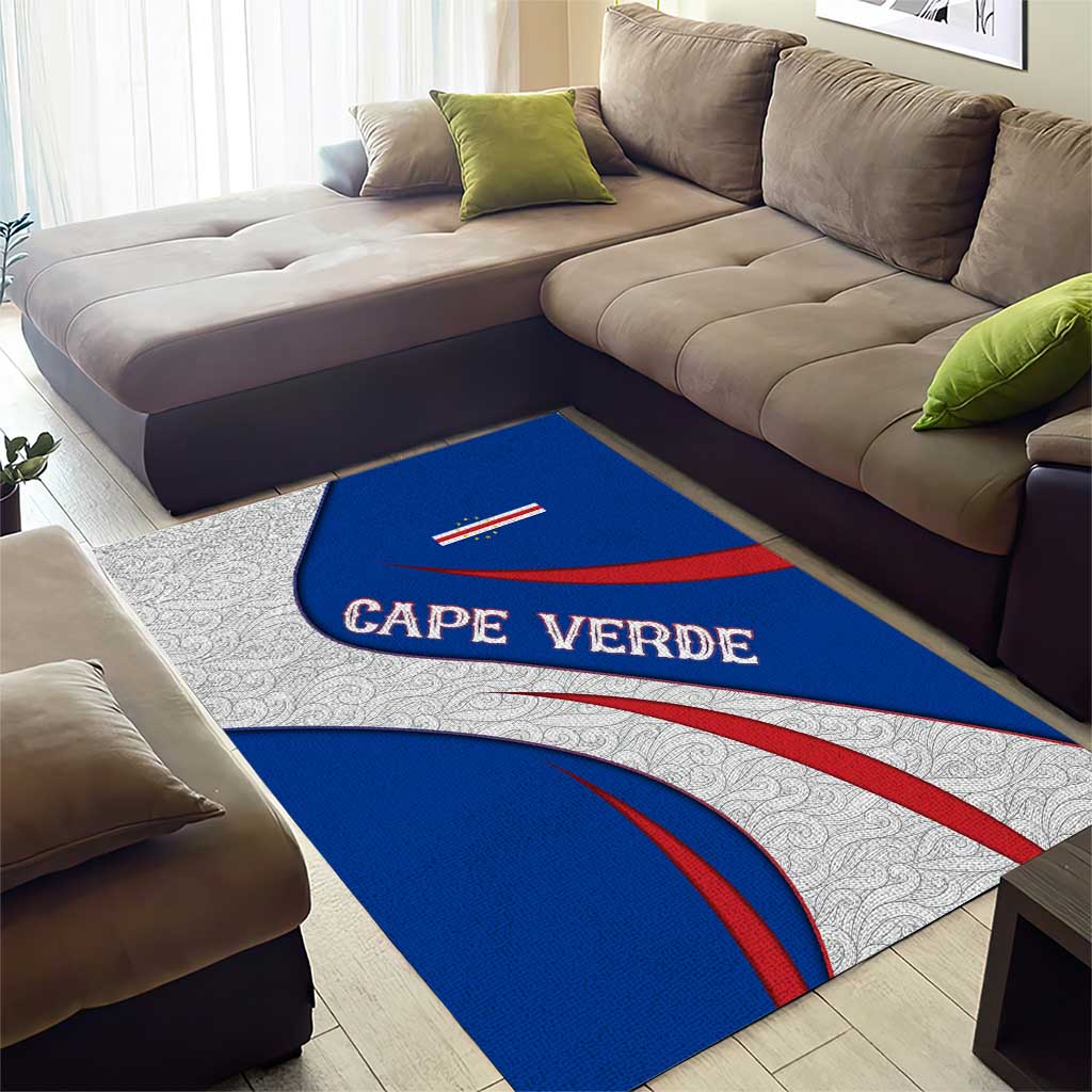 Cape Verde Area Rug with Blue Red Flag Nós Kretxeu Spirit