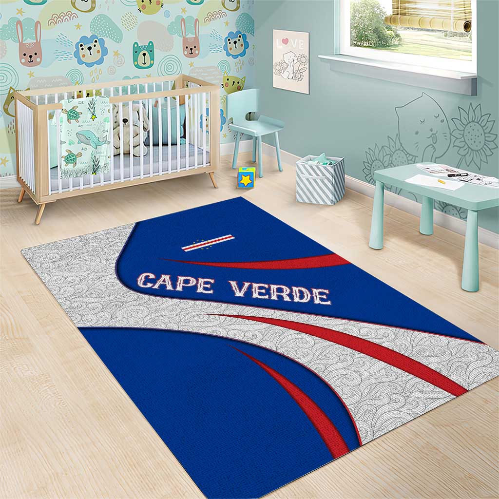 Cape Verde Area Rug with Blue Red Flag Nós Kretxeu Spirit