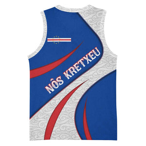 Cape Verde Basketball Jersey with Blue Red Flag Nós Kretxeu Spirit TS04