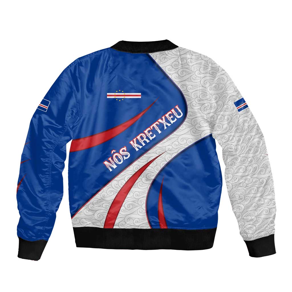 Cape Verde Bomber Jacket with Blue Red Flag Nós Kretxeu Spirit