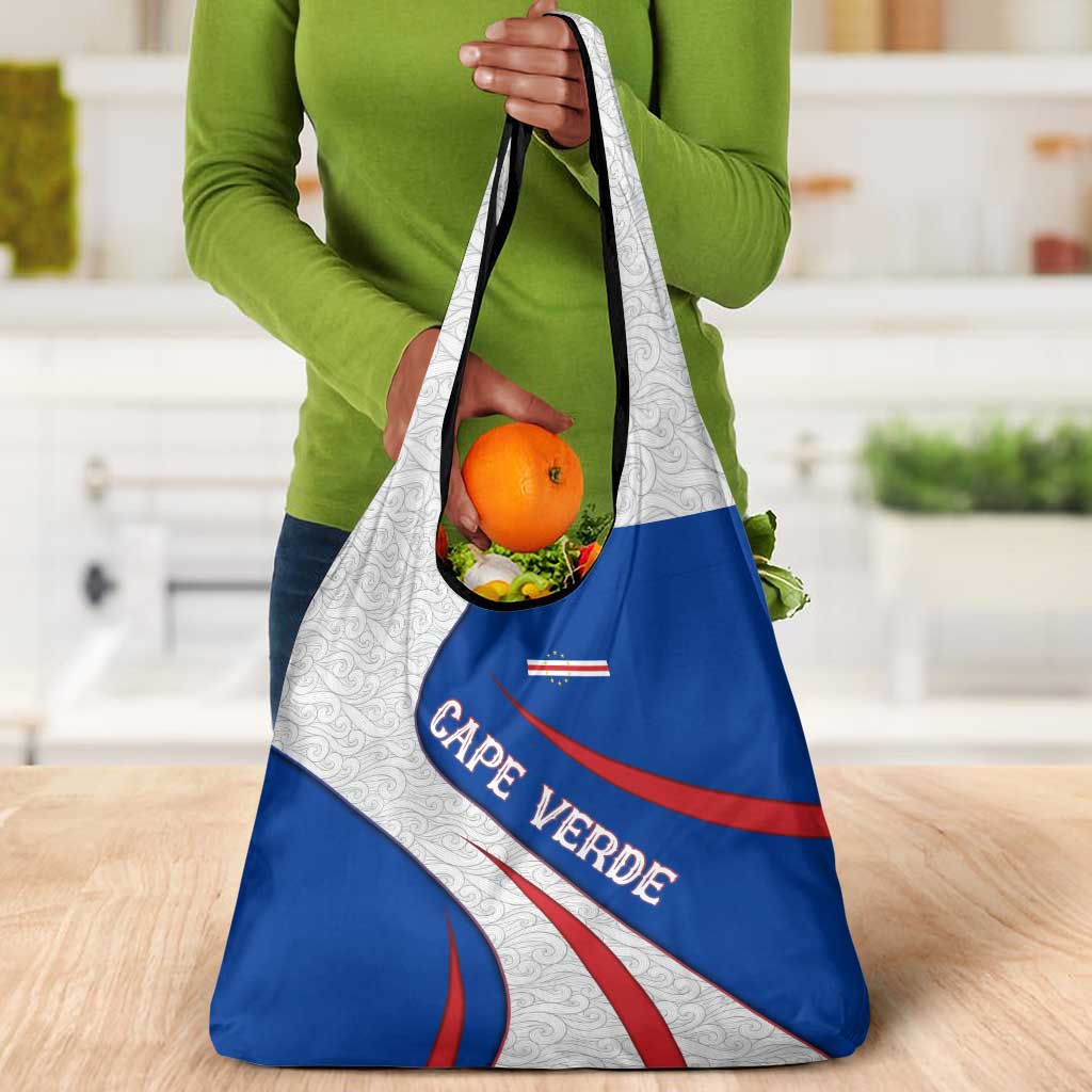 Cape Verde Grocery Bag with Blue Red Flag Nós Kretxeu Spirit