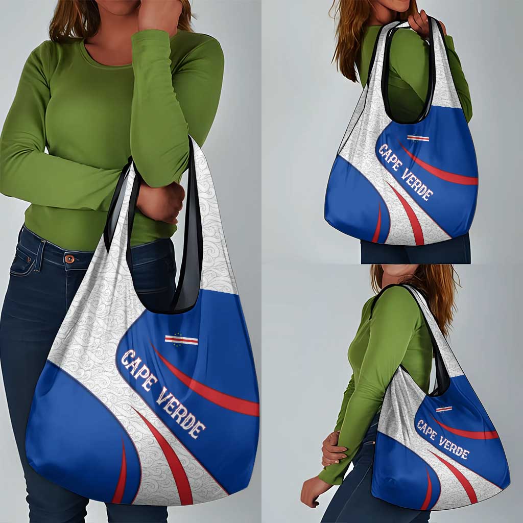 Cape Verde Grocery Bag with Blue Red Flag Nós Kretxeu Spirit
