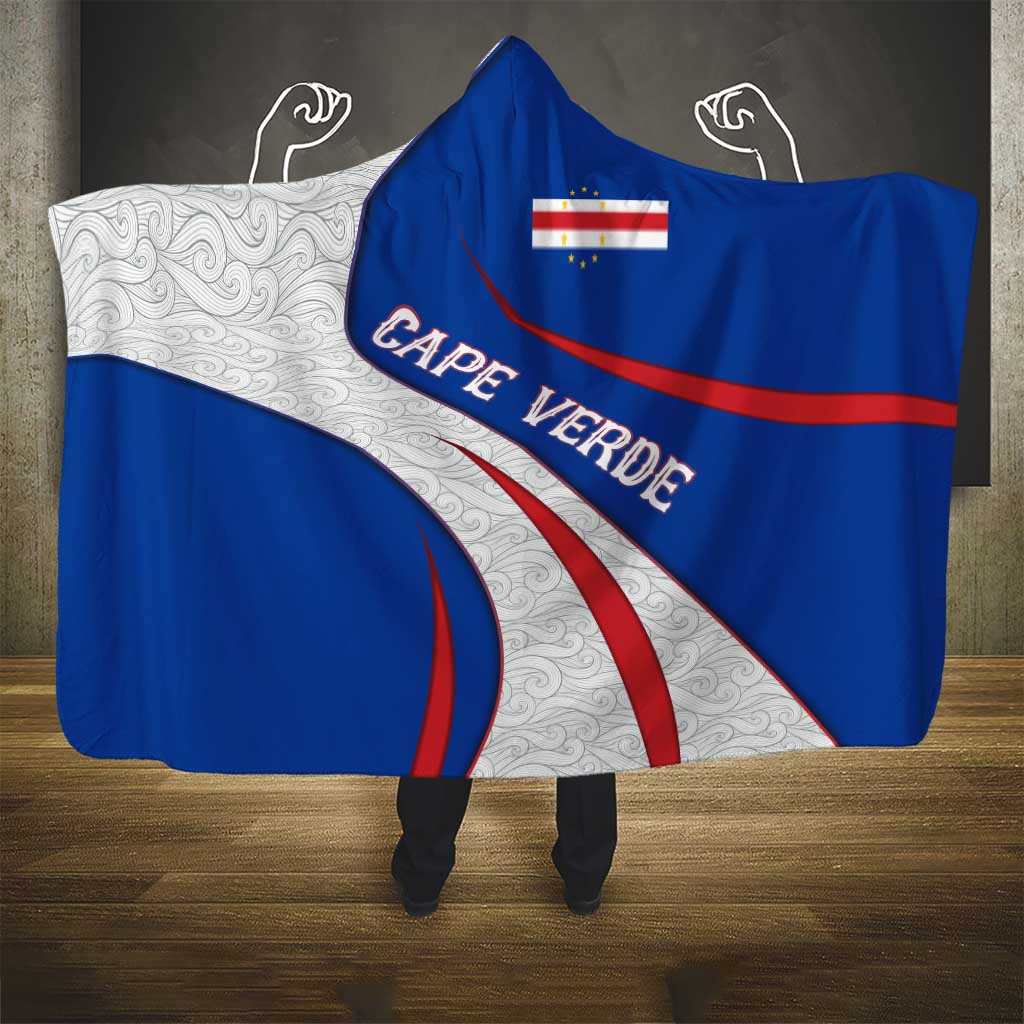 Cape Verde Hooded Blanket with Blue Red Flag Nós Kretxeu Spirit