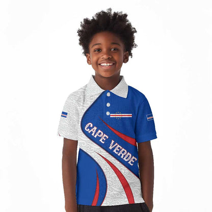 Cape Verde Kid Polo Shirt with Blue Red Flag Nós Kretxeu Spirit