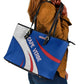 Cape Verde Leather Tote Bag with Blue Red Flag Nós Kretxeu Spirit