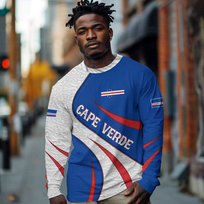 Cape Verde Long Sleeve Shirt with Blue Red Flag Nós Kretxeu Spirit