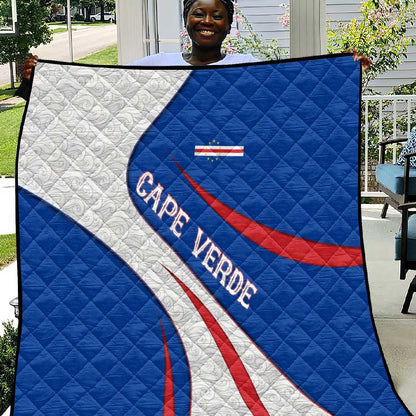 Cape Verde Quilt with Blue Red Flag Nós Kretxeu Spirit