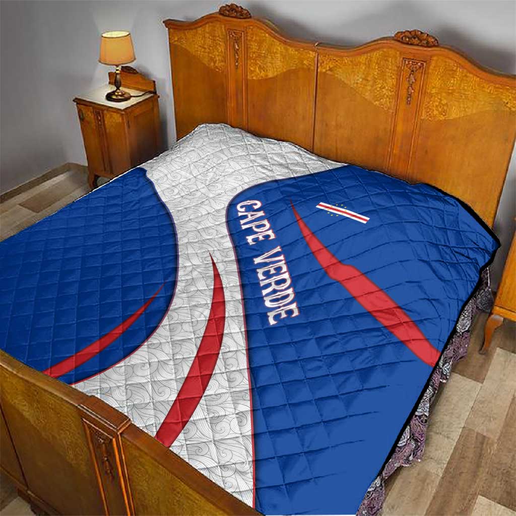 Cape Verde Quilt with Blue Red Flag Nós Kretxeu Spirit