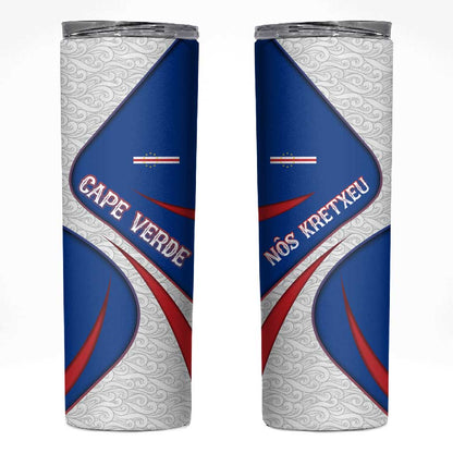 Cape Verde Skinny Tumbler with Blue Red Flag Nós Kretxeu Spirit
