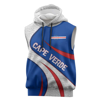 Cape Verde Sleeveless Hoodie with Blue Red Flag Nós Kretxeu Spirit - African Pride
