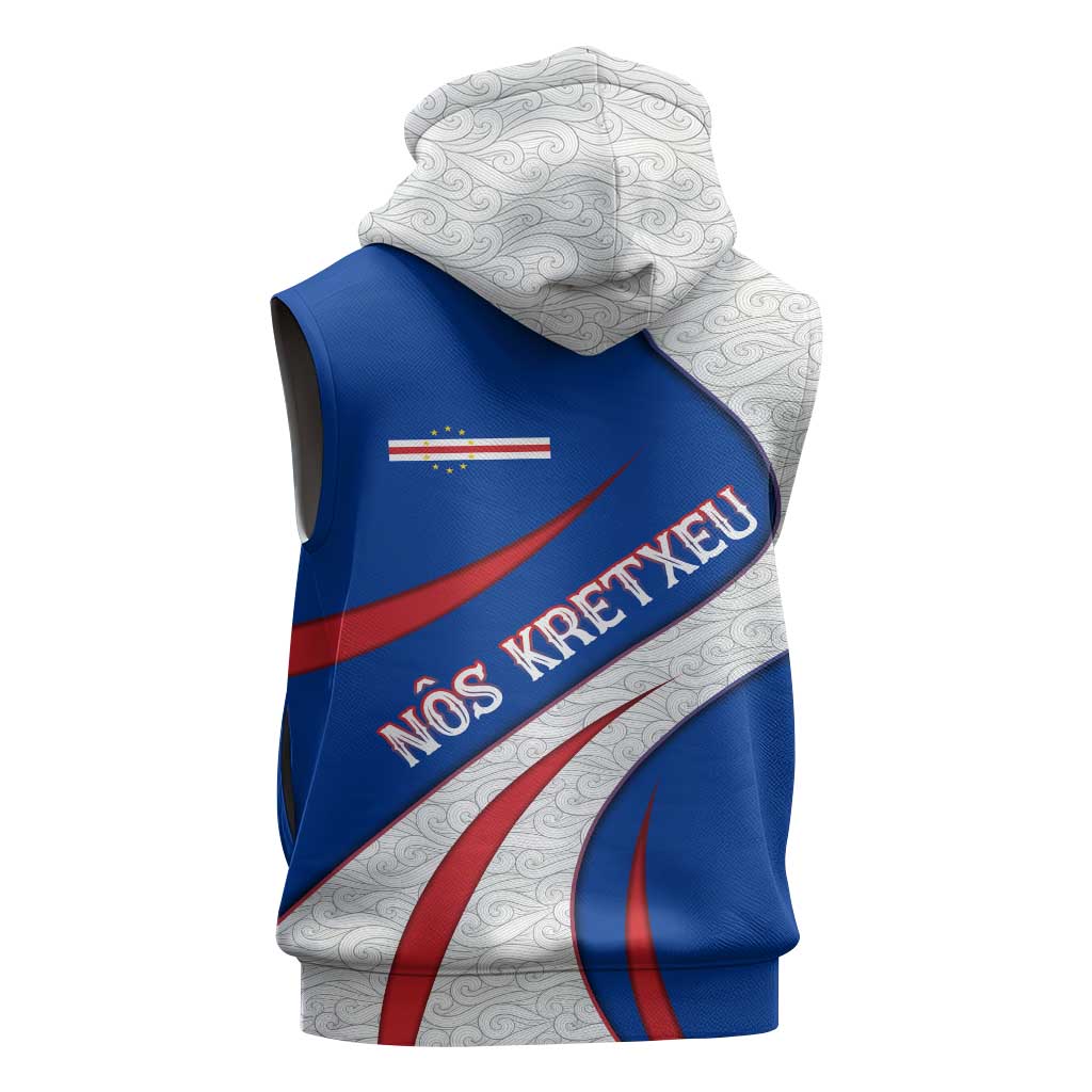Cape Verde Sleeveless Hoodie with Blue Red Flag Nós Kretxeu Spirit - African Pride