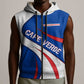 Cape Verde Sleeveless Zip Hoodie with Blue Red Flag Nós Kretxeu Spirit - African Pride