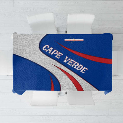 Cape Verde Tablecloth with Blue Red Flag Nós Kretxeu Spirit