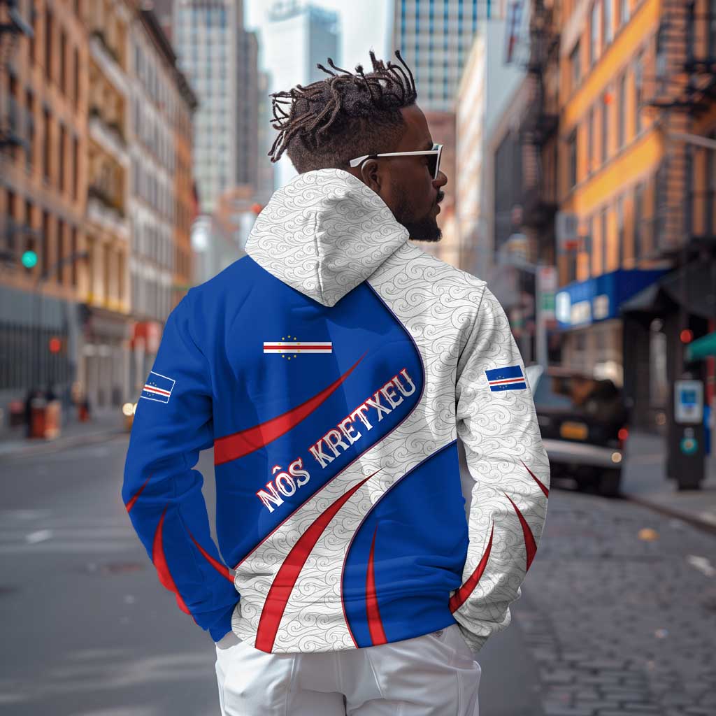 Cape Verde Zip Hoodie with Blue Red Flag Nós Kretxeu Spirit